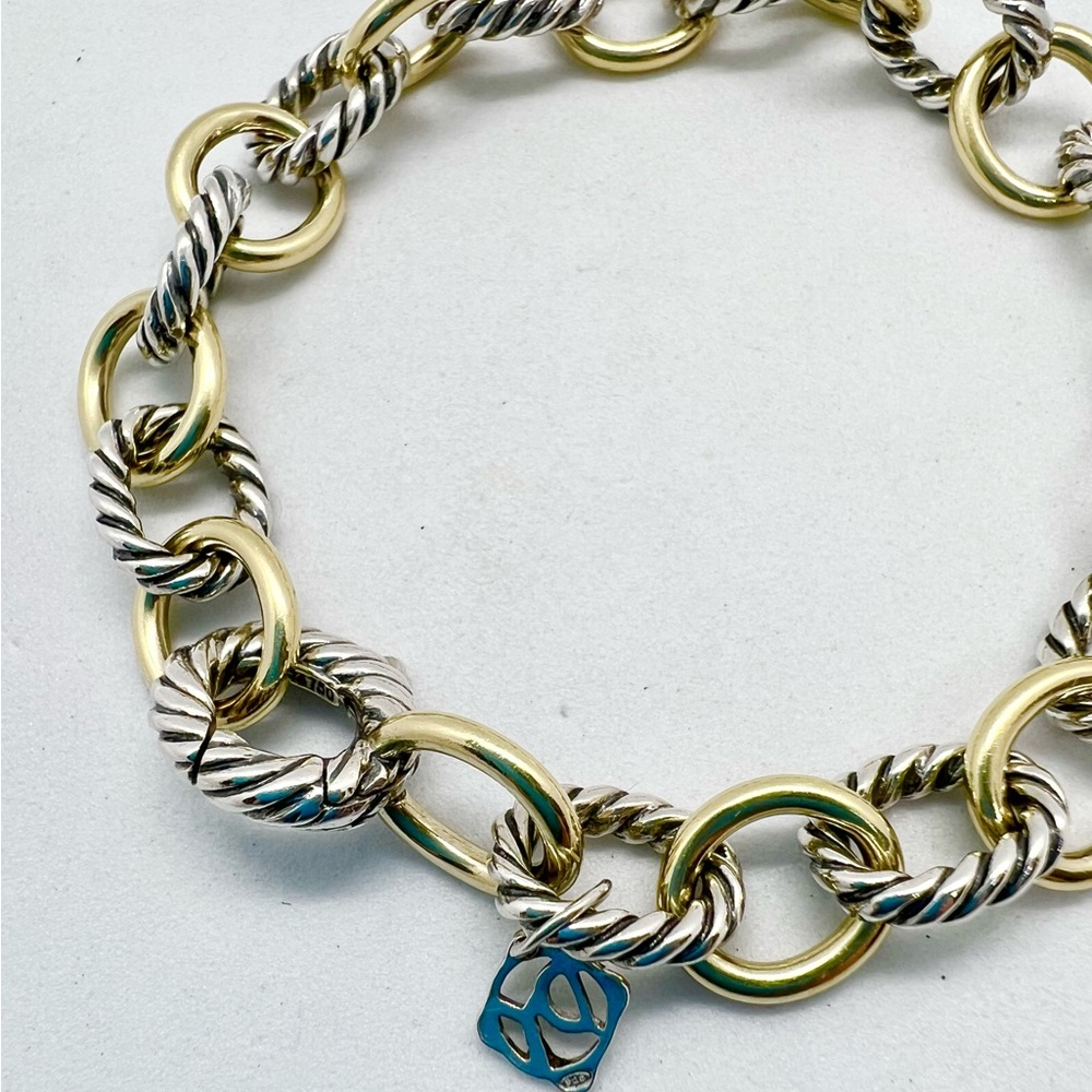 David Yurman 10mm Oval Medium Link Bracelet with Gold - Picture 5 of 10